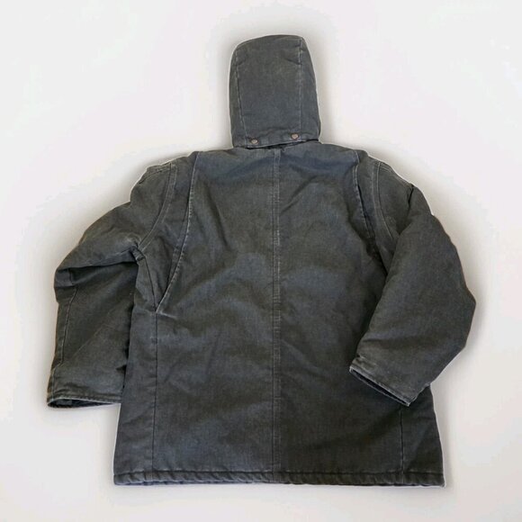 Tough Duck Washed Parka Mens 2XL Charcoal Gray Canvas Workwear Coat Quilt Lined - Picture 16 of 16